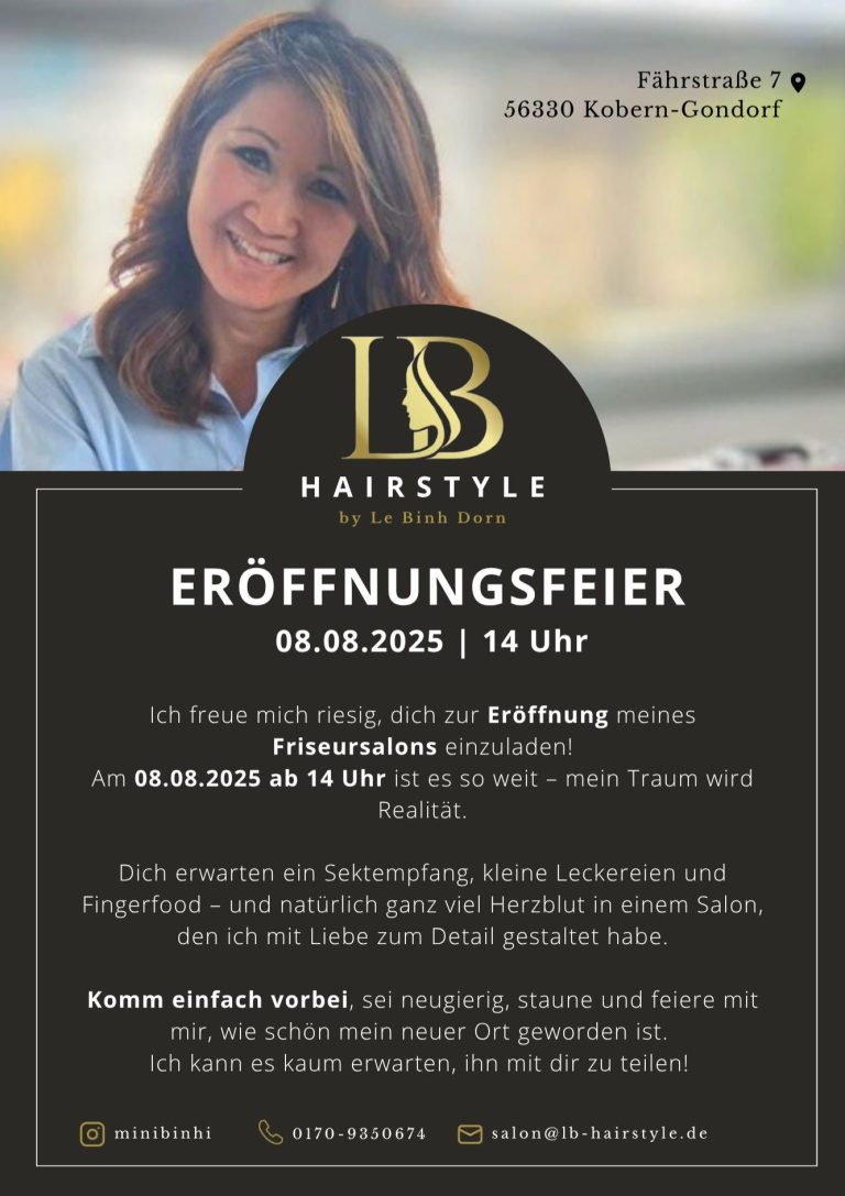 Flyer Eröffnungsfeier Hairstyle by Le Binh Dorn